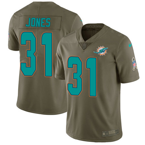 2020 Nike Dolphins #31 Byron Jones Olive Men's Stitched NFL Limited 2017 Salute To Service Jersey