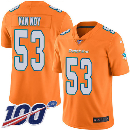 2020 Nike Dolphins #53 Kyle Van Noy Orange Men's Stitched NFL Limited Rush 100th Season Jersey