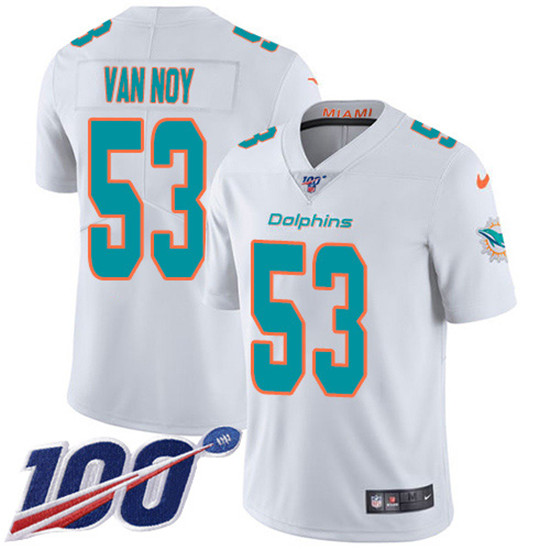 2020 Nike Dolphins #53 Kyle Van Noy White Men's Stitched NFL 100th Season Vapor Untouchable Limited