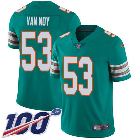 2020 Nike Dolphins #53 Kyle Van Noy Aqua Green Alternate Men's Stitched NFL 100th Season Vapor Untou