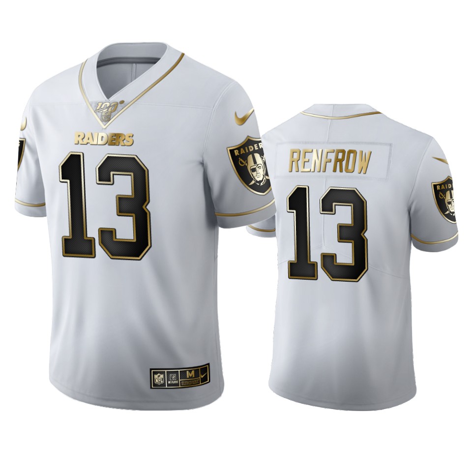 2020 Las Vegas Raiders #13 Hunter Renfrow Men's Nike White Golden Edition Vapor Limited NFL 100 Jers