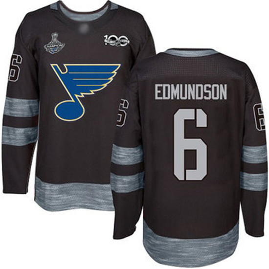 2020 Blues #6 Joel Edmundson Black 1917-2017 100th Anniversary Stanley Cup Champions Stitched Hockey