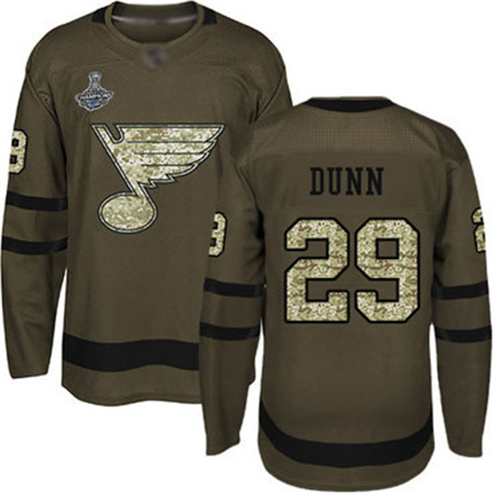 2020 Blues #29 Vince Dunn Green Salute to Service Stanley Cup Champions Stitched Hockey Jersey