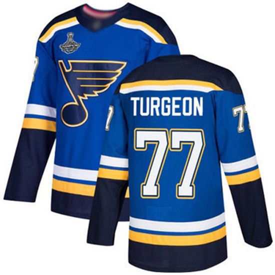 2020 Blues #77 Pierre Turgeon Blue Home Authentic Stanley Cup Champions Stitched Hockey Jersey