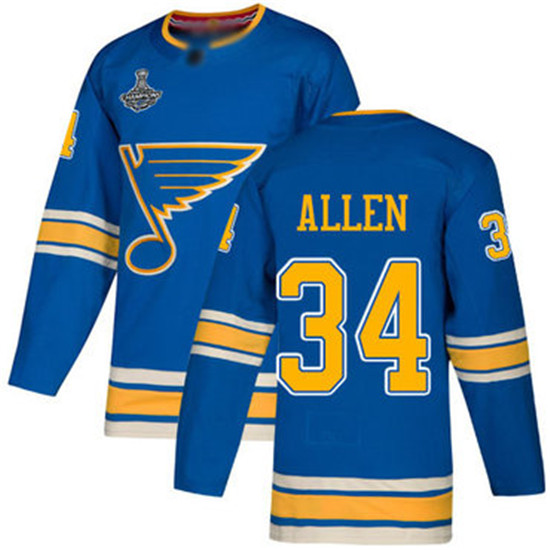 2020 Blues #34 Jake Allen Blue Alternate Authentic Stanley Cup Champions Stitched Hockey Jersey