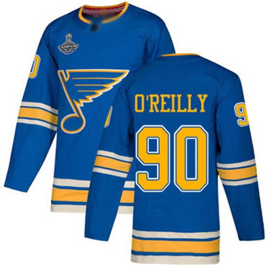 2020 Blues #90 Ryan O'Reilly Blue Alternate Authentic Stanley Cup Champions Stitched Hockey Jersey