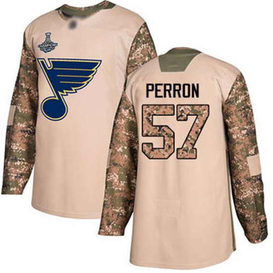 2020 Blues #57 David Perron Camo Authentic 2017 Veterans Day Stanley Cup Champions Stitched Hockey J