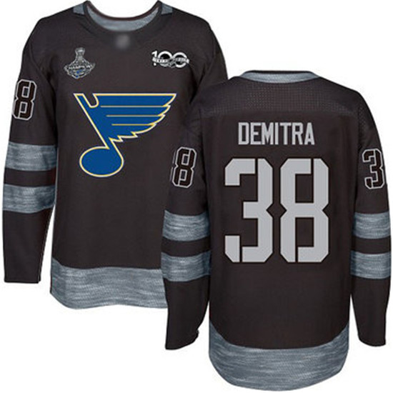 2020 Blues #38 Pavol Demitra Black 1917-2017 100th Anniversary Stanley Cup Champions Stitched Hockey