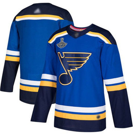 2020 Blues Blank Blue Home Authentic Stanley Cup Champions Stitched Hockey Jersey