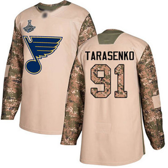 2020 Blues #91 Vladimir Tarasenko Camo Authentic 2017 Veterans Day Stanley Cup Champions Stitched Ho