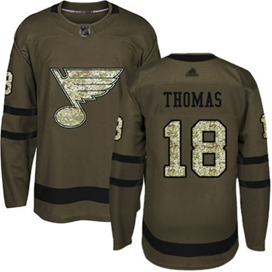 2020 Blues #18 Robert Thomas Green Salute to Service Stitched Hockey Jersey