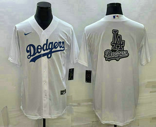 Men's Los Angeles Dodgers White Team Big Logo Cool Base Stitched Baseball Jerseys