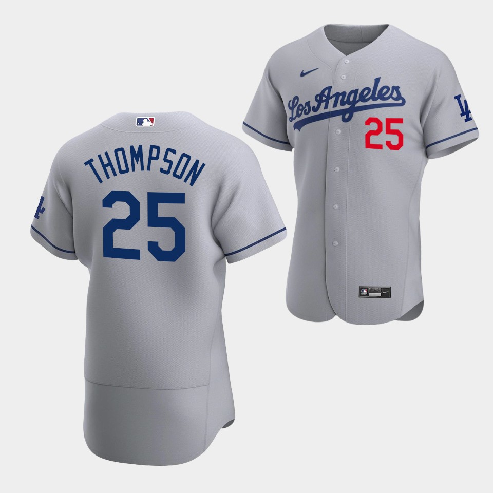 Men's Los Angeles Dodgers #25 Trayce Thompson Gray Flex Base Stitched Jersey