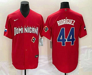 Men's Dominican Republic Baseball #44 Julio Rodriguez 2023 Red World Classic Stitched Jerseys