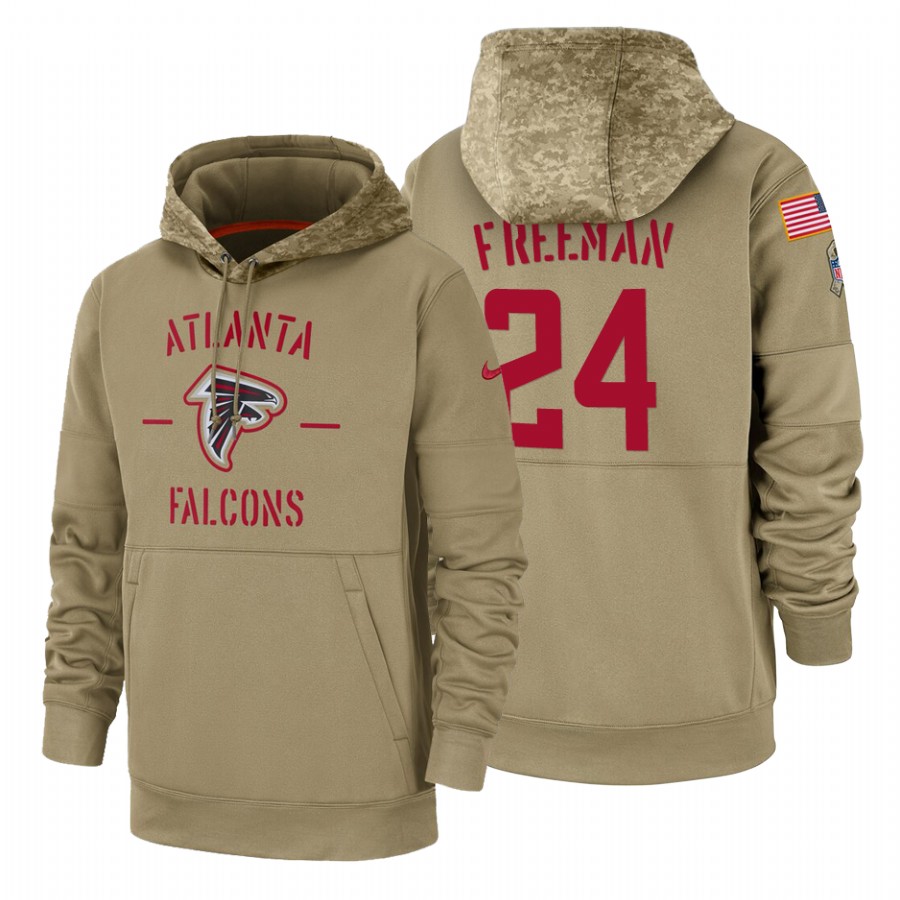 Atlanta Falcons #24 Devonta Freeman Nike Tan 2019 Salute To Service Name & Number Sideline Therma Pu