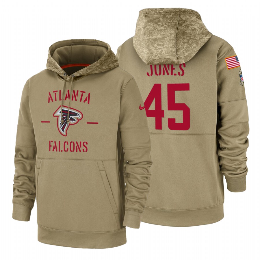 Atlanta Falcons #45 Deion Jones Nike Tan 2019 Salute To Service Name & Number Sideline Therma Pullov