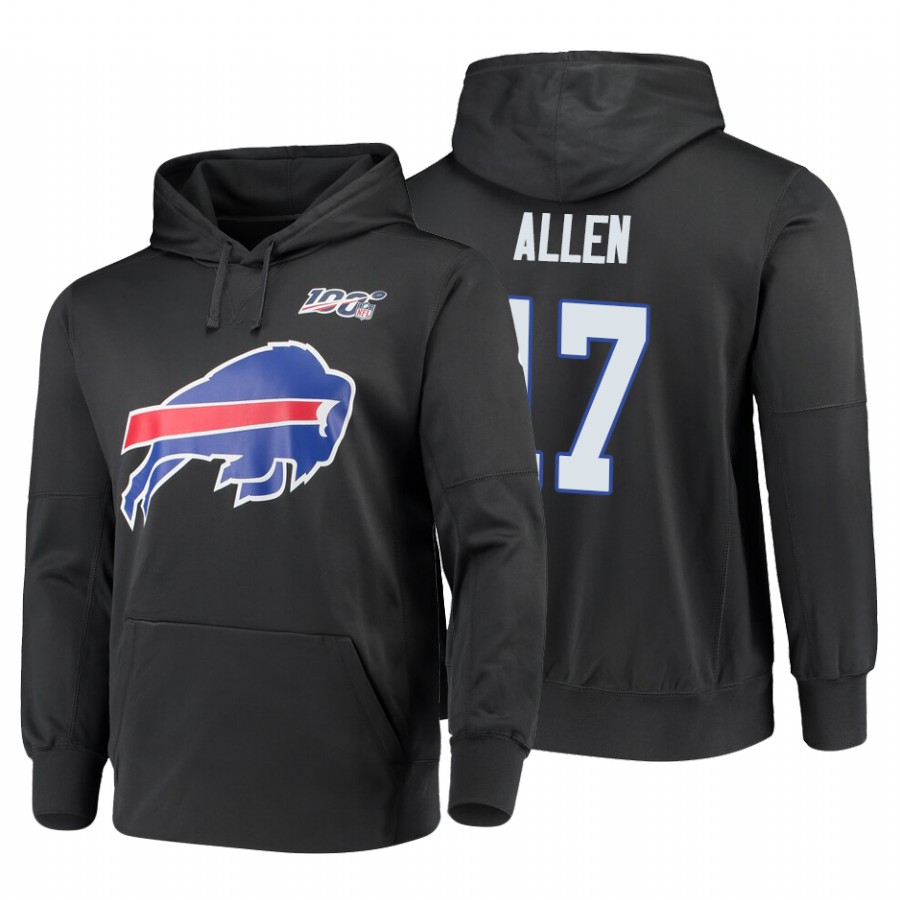 Buffalo Bills #17 Josh Allen Nike 100 Primary Logo Circuit Name & Number Pullover Hoodie Charcoal