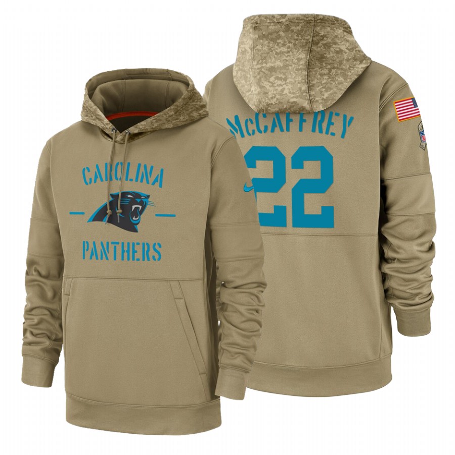 Carolina Panthers #22 Christian Mccaffrey Nike Tan 2019 Salute To Service Name & Number Sideline The