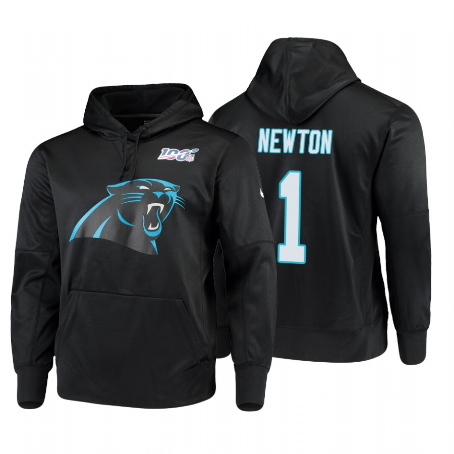 Carolina Panthers #1 Cam Newton Nike 100 Primary Logo Circuit Name & Number Pullover Hoodie Black