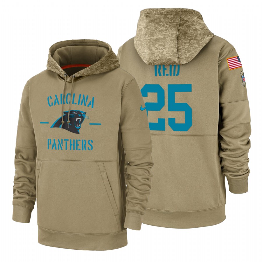 Carolina Panthers #25 Eric Reid Nike Tan 2019 Salute To Service Name & Number Sideline Therma Pullov