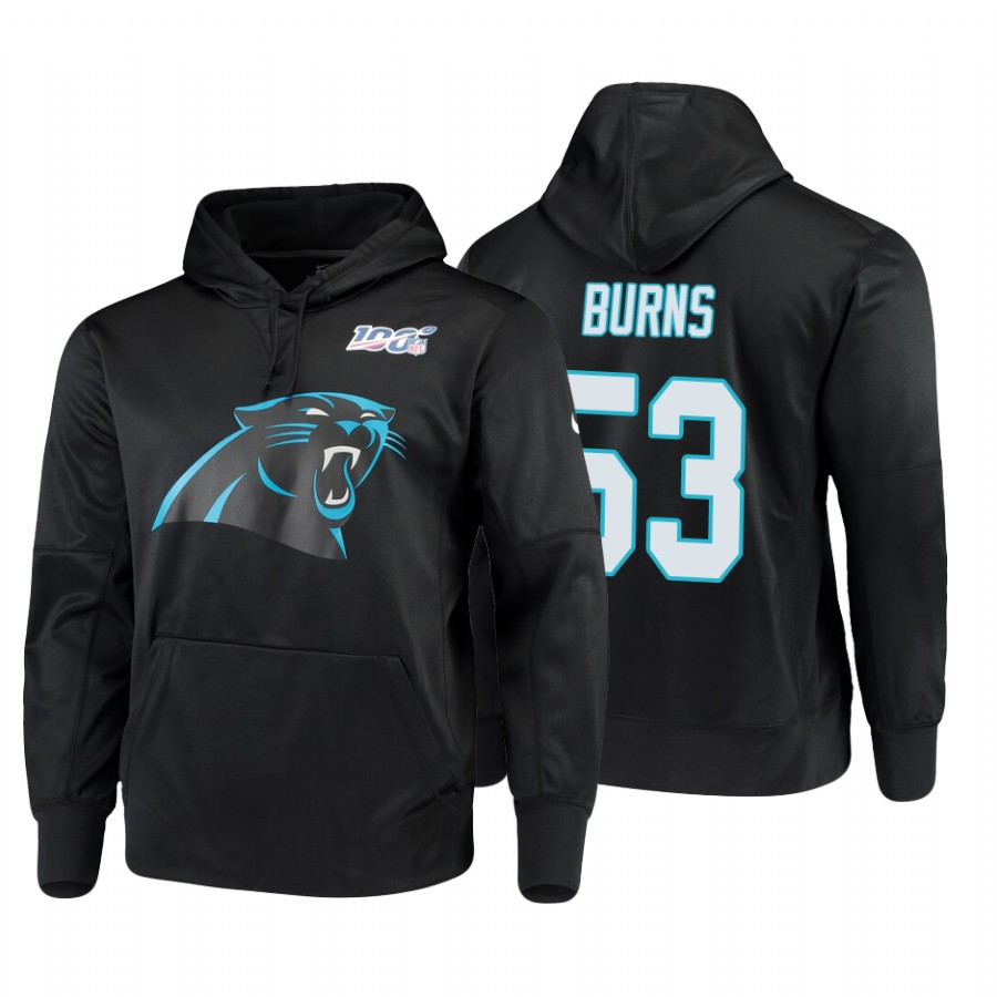 Carolina Panthers #53 Brian Burns Nike 100 Primary Logo Circuit Name & Number Pullover Hoodie Black