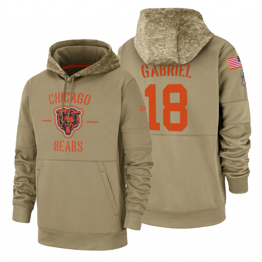 Chicago Bears #18 Taylor Gabriel Nike Tan 2019 Salute To Service Name & Number Sideline Therma Pullo