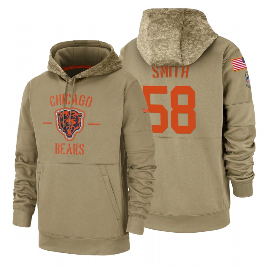 Chicago Bears #58 Roquan Smith Nike Tan 2019 Salute To Service Name & Number Sideline Therma Pullove