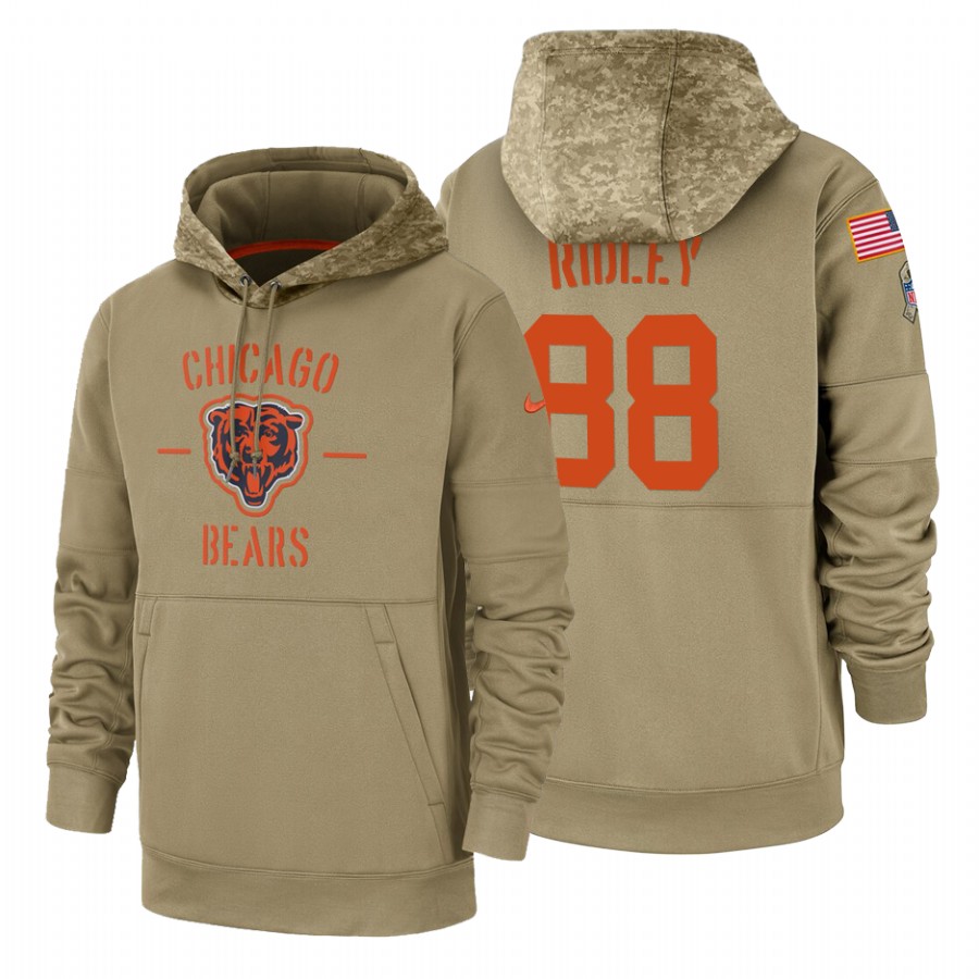 Chicago Bears #88 Riley Ridley Nike Tan 2019 Salute To Service Name & Number Sideline Therma Pullove