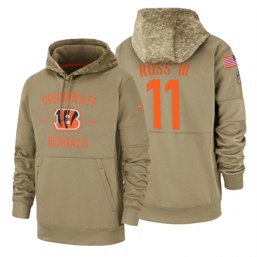 Cincinnati Bengals #11 John Ross III Nike Tan 2019 Salute To Service Name & Number Sideline Therma P