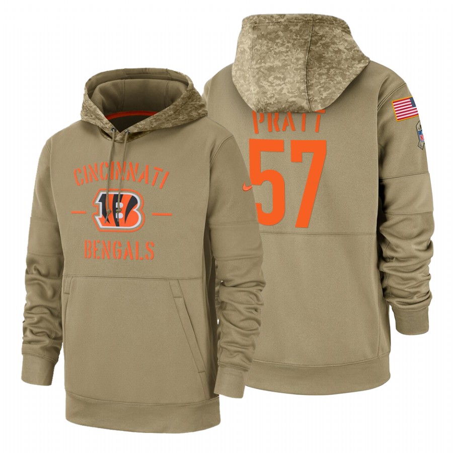 Cincinnati Bengals #57 Germaine Pratt Nike Tan 2019 Salute To Service Name & Number Sideline Therma