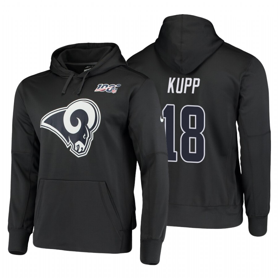 Los Angeles Rams #18 Cooper Kupp Nike 100 Primary Logo Circuit Name & Number Pullover Hoodie Charcoa