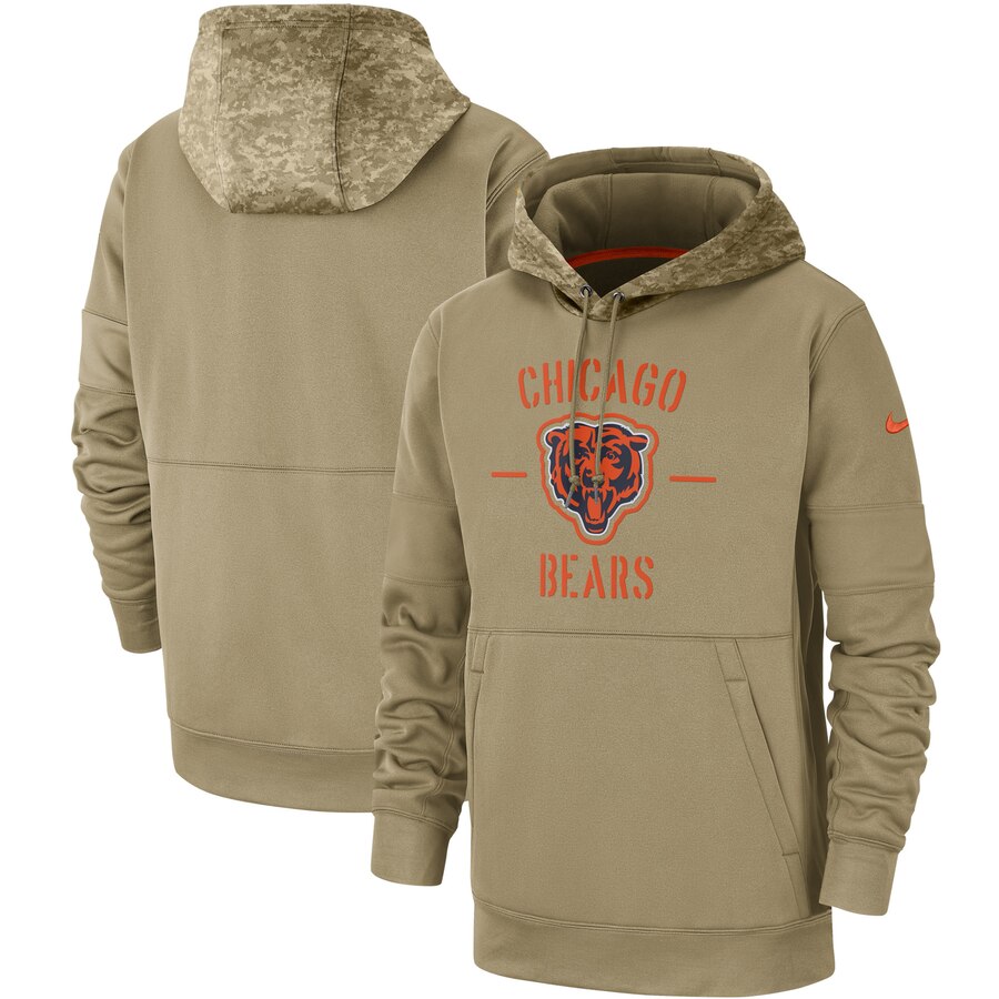 Chicago Bears Nike Tan 2019 Salute to Service Sideline Therma Pullover Hoodie