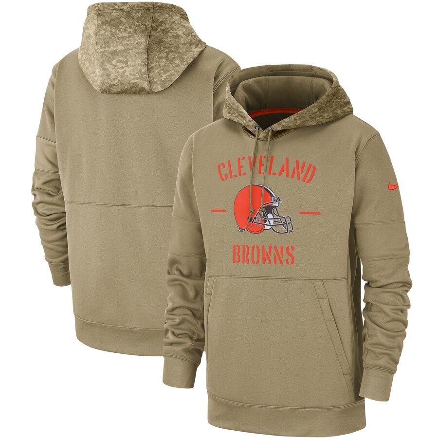 Cleveland Browns Nike Tan 2019 Salute to Service Sideline Therma Pullover Hoodie