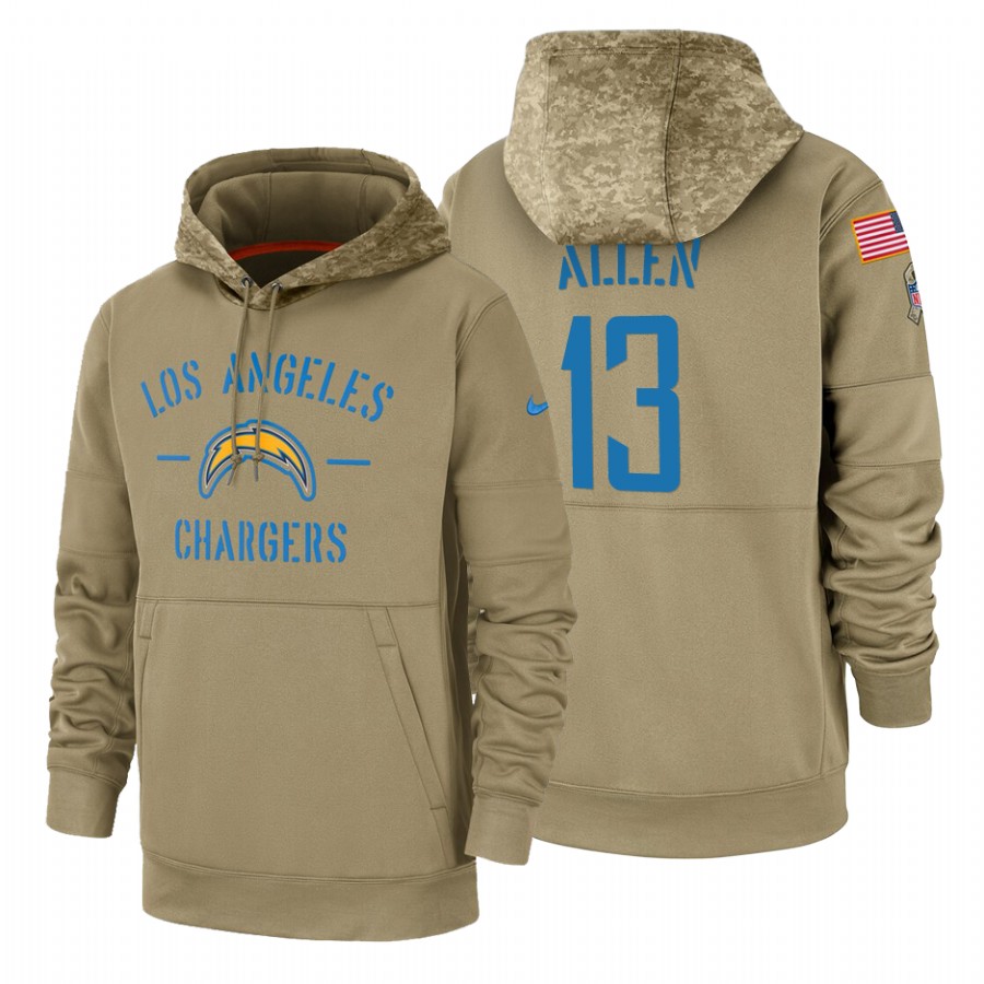 Los Angeles Chargers #13 Keenan Allen Nike Tan 2019 Salute To Service Name & Number Sideline Therma