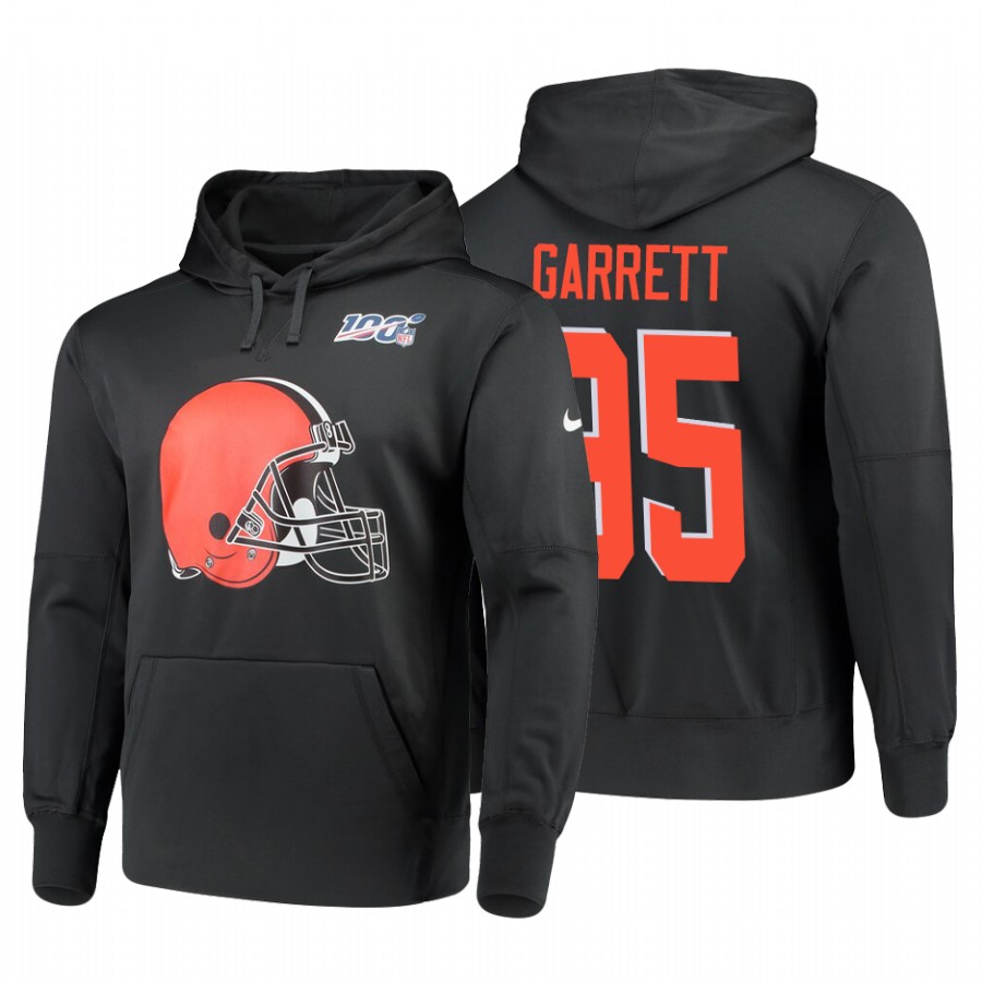 Cleveland Browns #95 Myles Garrett Nike 100 Primary Logo Circuit Name & Number Pullover Hoodie Anthr