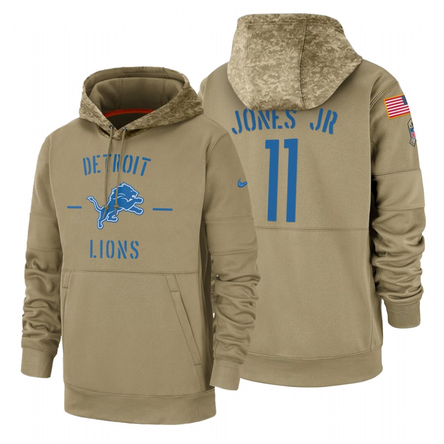 Detroit Lions #11 Marvin Jones Jr Nike Tan 2019 Salute To Service Name & Number Sideline Therma Pull