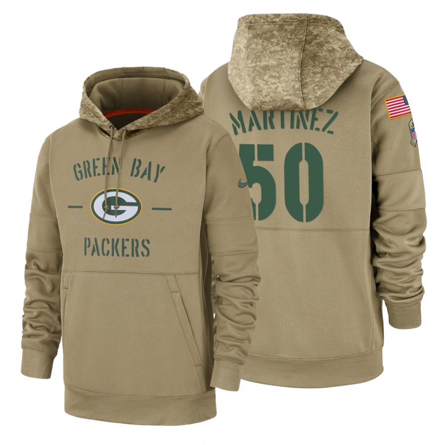 Green Bay Packers #50 Blake Martinez Nike Tan 2019 Salute To Service Name & Number Sideline Therma P