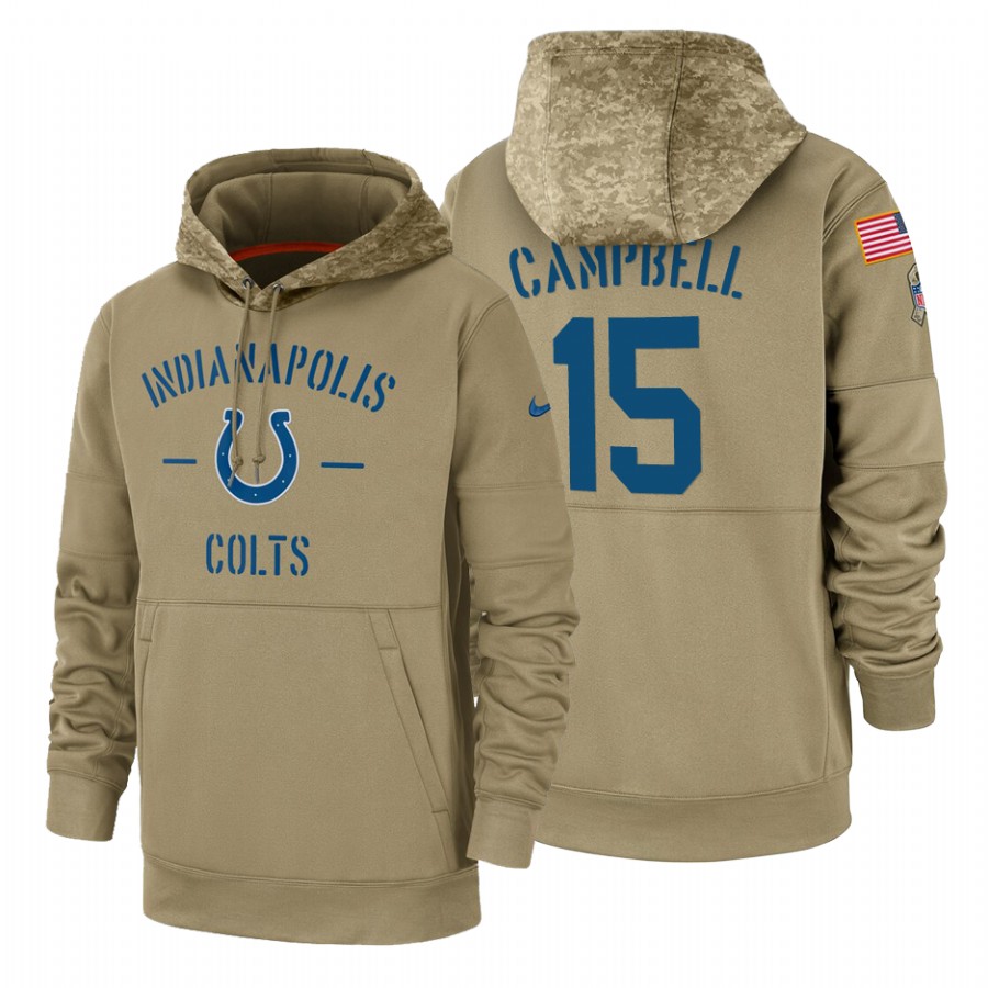 Indianapolis Colts #15 Parris Campbell Nike Tan 2019 Salute To Service Name & Number Sideline Therma