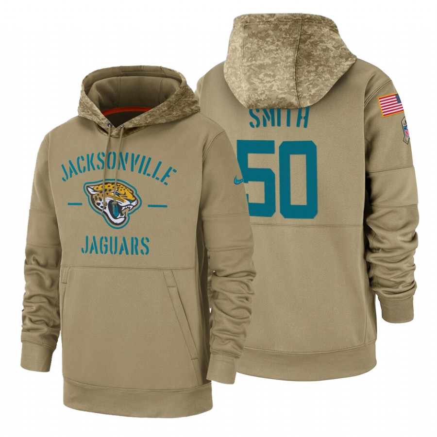 Jacksonville Jaguars #50 Telvin Smith Nike Tan 2019 Salute To Service Name & Number Sideline Therma