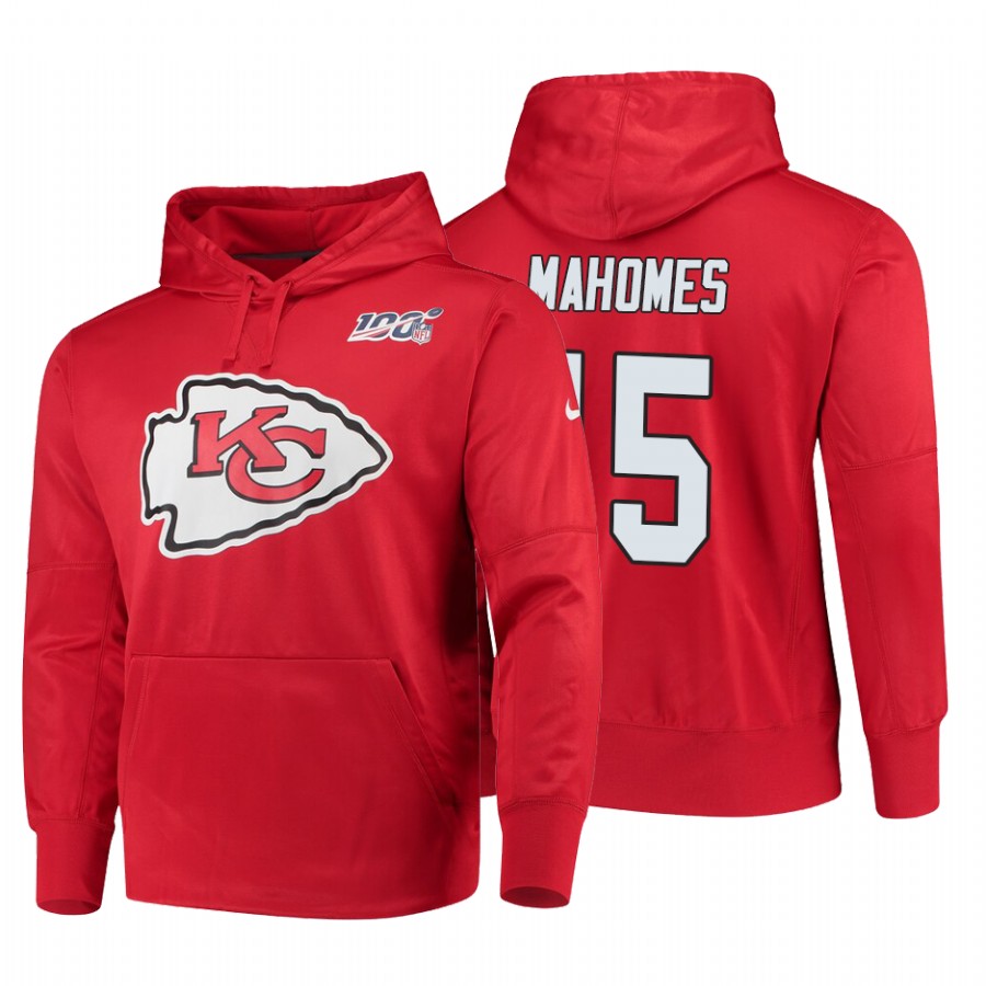 Kansas City Chiefs #15 Patrick Mahomes Nike 100 Primary Logo Circuit Name & Number Pullover Hoodie R