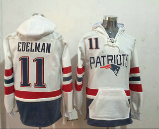 New England Patriots #11 Julian Edelman 2016 White Stitched Hoodie