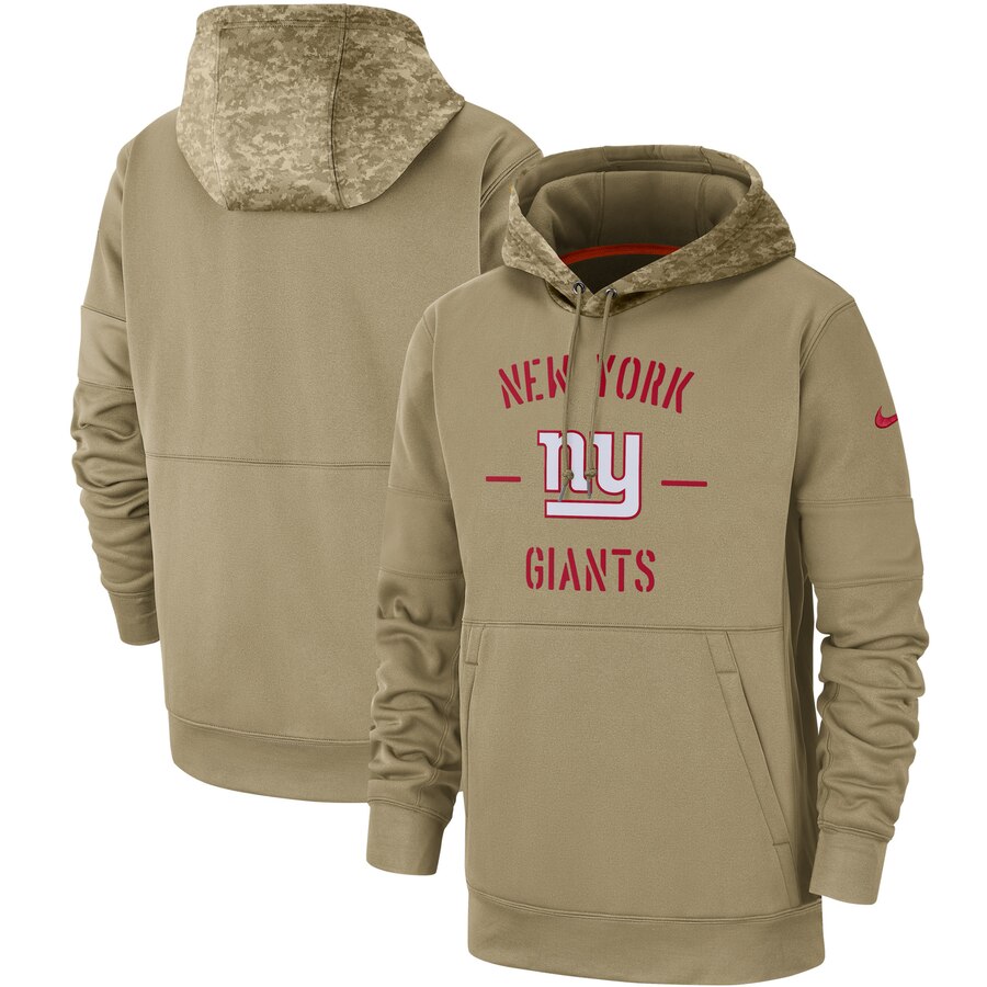 New York Giants Nike Tan 2019 Salute to Service Sideline Therma Pullover Hoodie