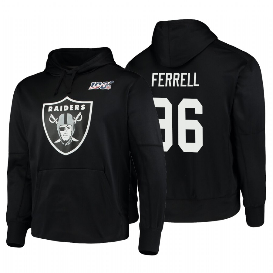 Oakland Raiders #96 Clelin Ferrell Nike 100 Primary Logo Circuit Name & Number Pullover Hoodie Black