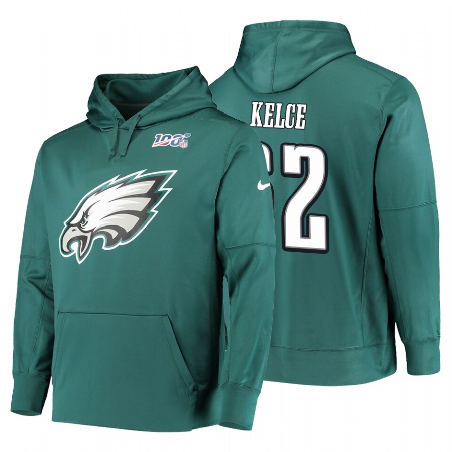 Philadelphia Eagles #62 Jason Kelce Nike 100 Primary Logo Circuit Name & Number Pullover Hoodie Midn