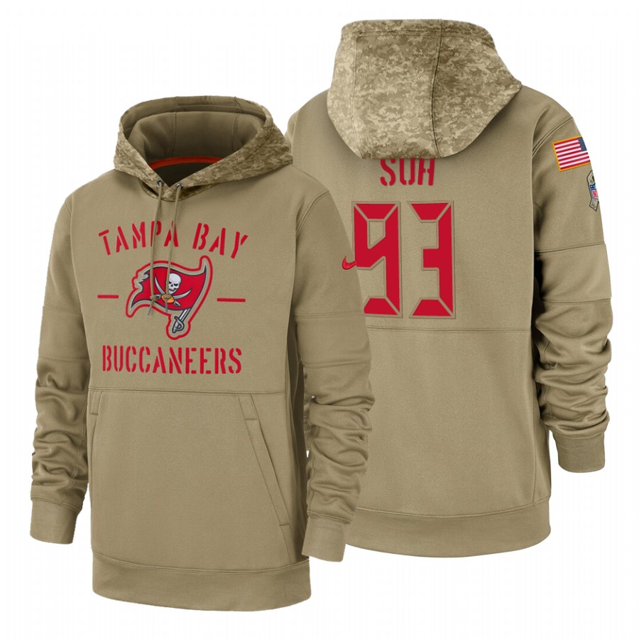 Tampa Bay Buccaneers #93 Ndamukong Suh Nike Tan 2019 Salute To Service Name & Number Sideline Therma