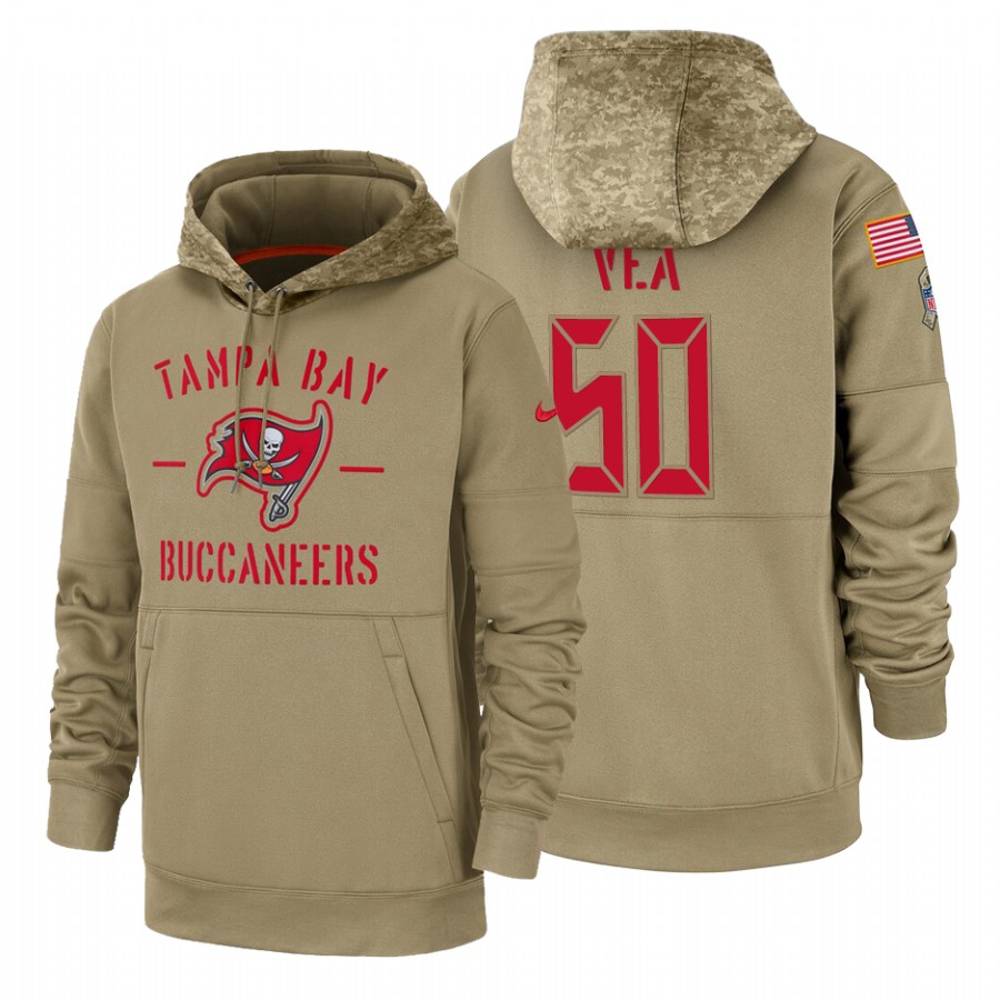 Tampa Bay Buccaneers #50 Vita Vea Nike Tan 2019 Salute To Service Name & Number Sideline Therma Pull