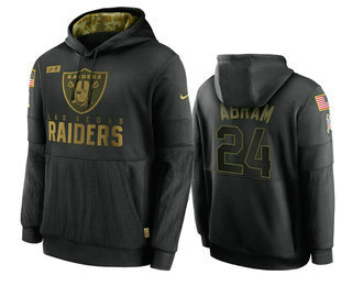 Las Vegas Raiders #24 Johnathan Abram Black 2020 Salute To Service Sideline Performance Pullover Hoo