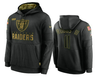 Las Vegas Raiders #11 Henry Ruggs III Black 2020 Salute To Service Sideline Performance Pullover Hoo