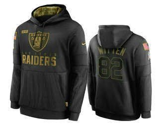 Las Vegas Raiders #82 Jason Witten Black 2020 Salute To Service Sideline Performance Pullover Hoodie