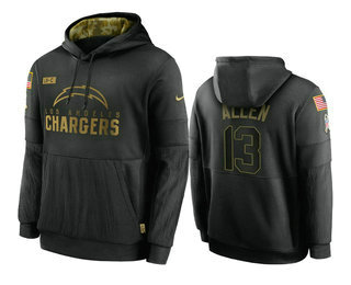 Los Angeles Chargers #13 Keenan Allen Black 2020 Salute To Service Sideline Performance Pullover Hoo